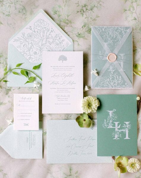 Green wedding invitation